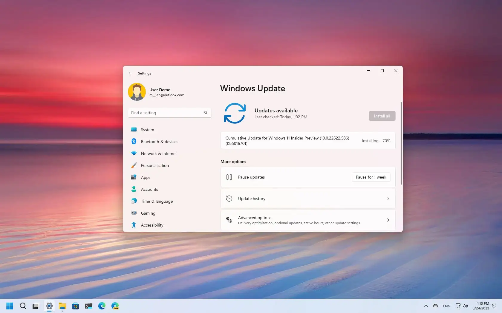 Versions de Windows 11 build 22622.586 (KB5016701) dans le canal bêta