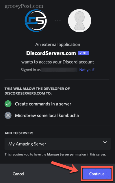 serveur discord continuer