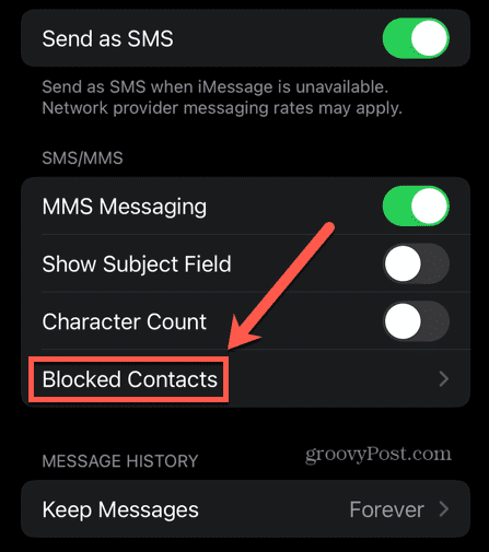 messages iphone contacts bloqués