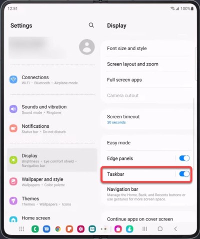 Comment activer / désactiver la barre des tâches sur Galaxy Z Fold4, Z Flip4 et Tab