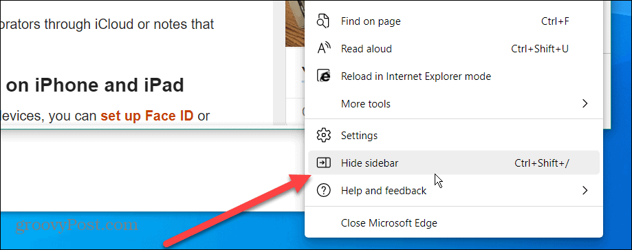 Désactiver la barre latérale Microsoft Edge
