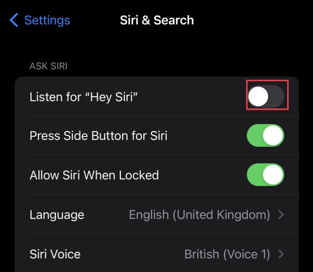 Allumez le (écoutez "Salut Siri") pour configurer et activer hey Siri sur iPhone. 