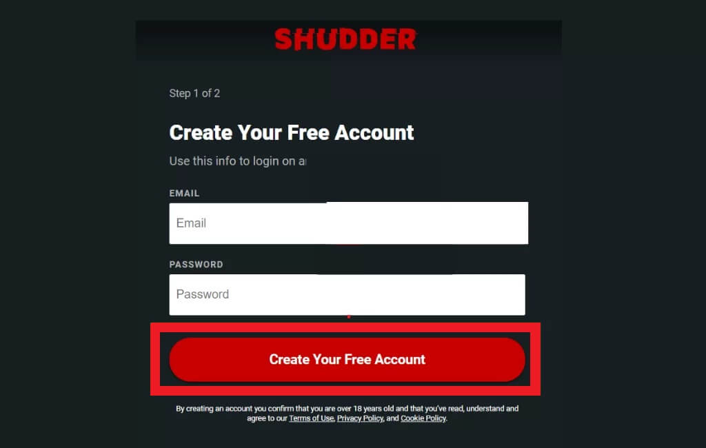 Créez un compte pour obtenir un essai gratuit de Shudder