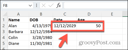Excel résultat de date spécifique