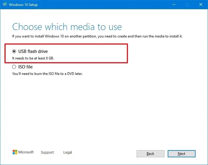 Support flash USB Windows 10 22H2 MCT