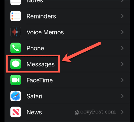 paramètres de messagerie iphone