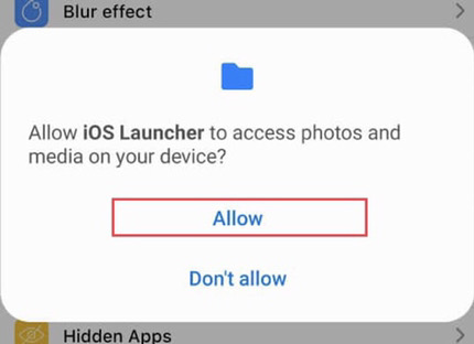 Appuyez pour "Permettre" l'application pour accéder aux photos et aux fichiers.