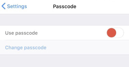 Appuyez pour activer le "Code d'accès" option.