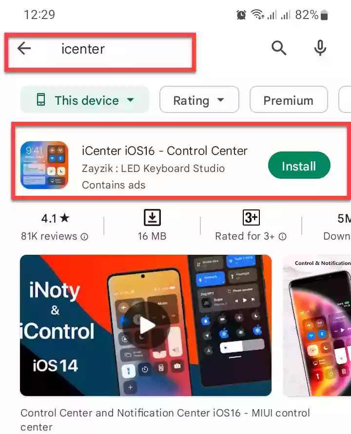 iCenter iOs 16 sur Play Store
