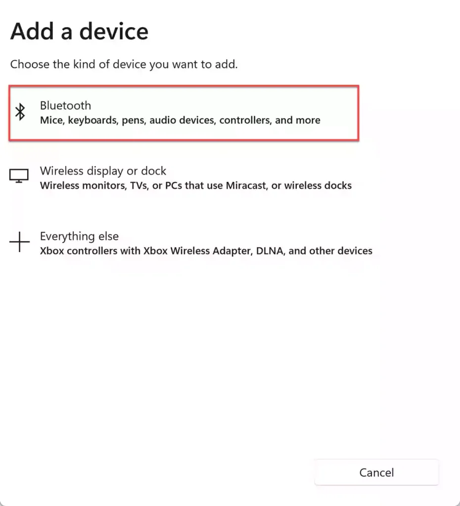 Sélectionnez Bluetooth