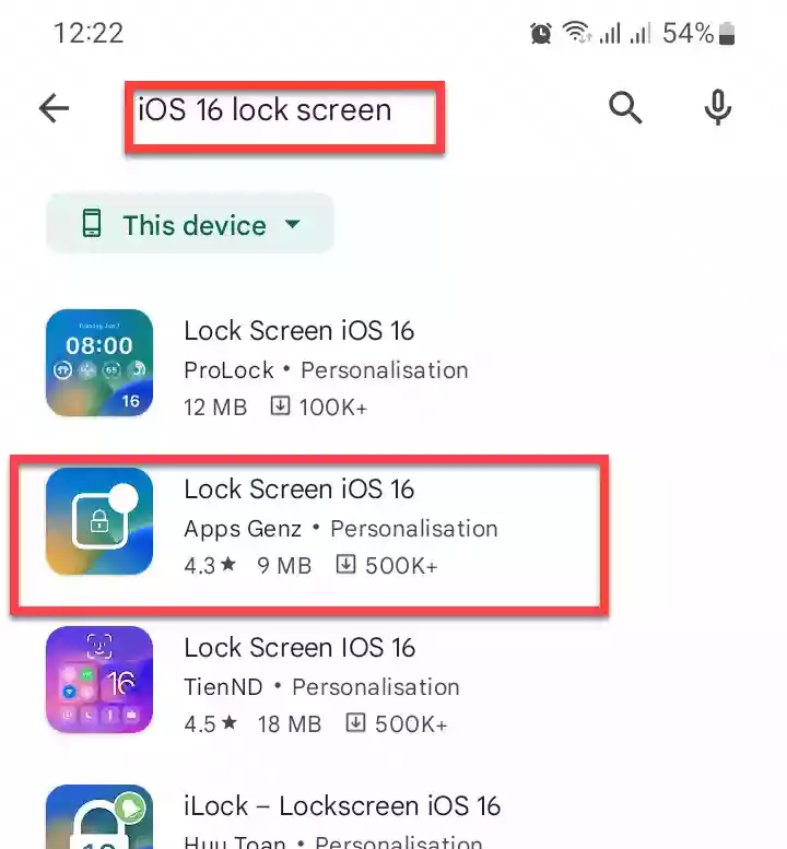 Verrouiller l'écran de l'application iOS 16 dans le Play Store