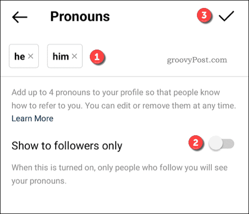 Ajouter des pronoms à un profil Instagram