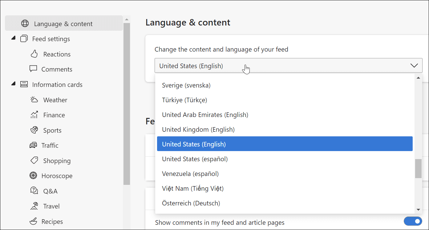 Changer la langue des widgets Windows 11 