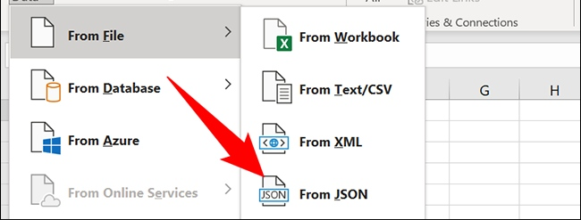 Cliquez sur À partir du fichier >> À partir de JSON
