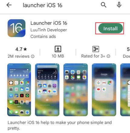 Installez le lanceur ios 16 depuis le Google Play Store.