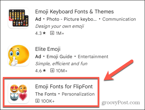 polices emoji pour l'application flipfont
