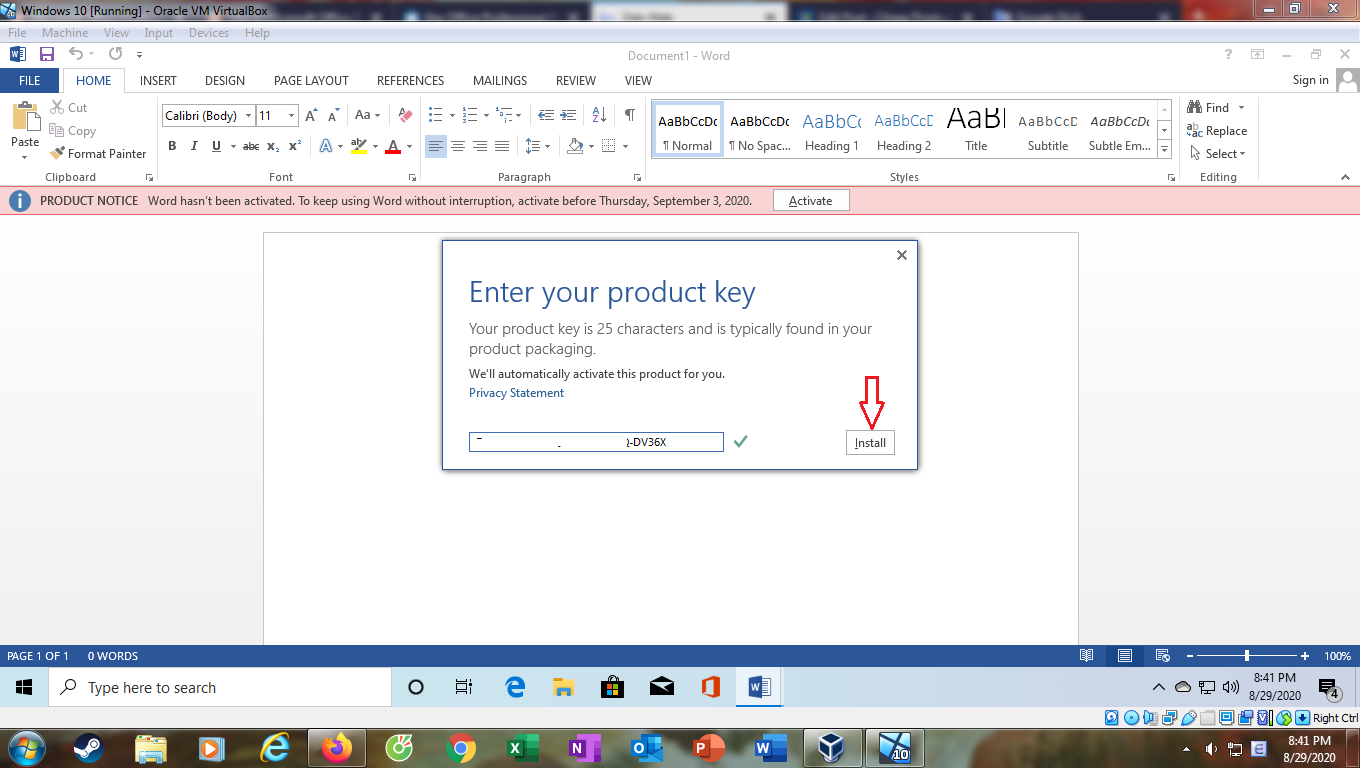 Activer Microsoft Office Pro Plus 2013 en utilisant la clé de produit