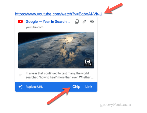 Modification d'un lien YouTube dans Google Docs
