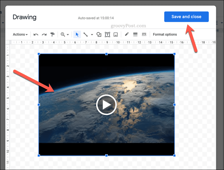 Insérer une vidéo en tant que dessin Google Docs