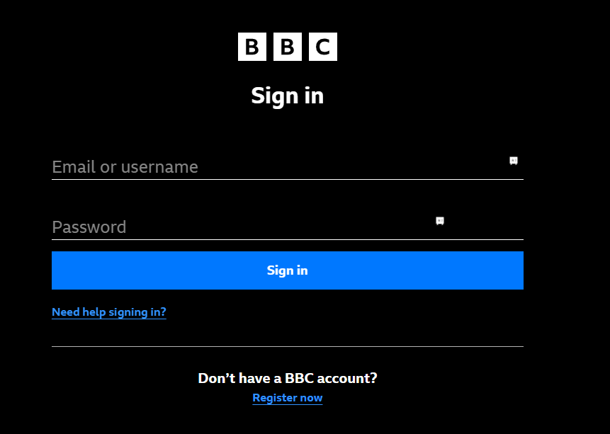 Connectez-vous à votre compte BBC