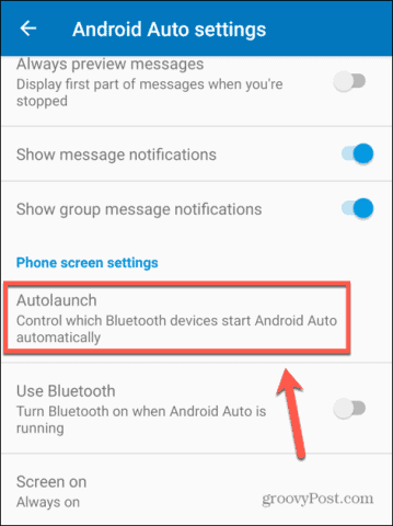 Paramètres de lancement automatique Android