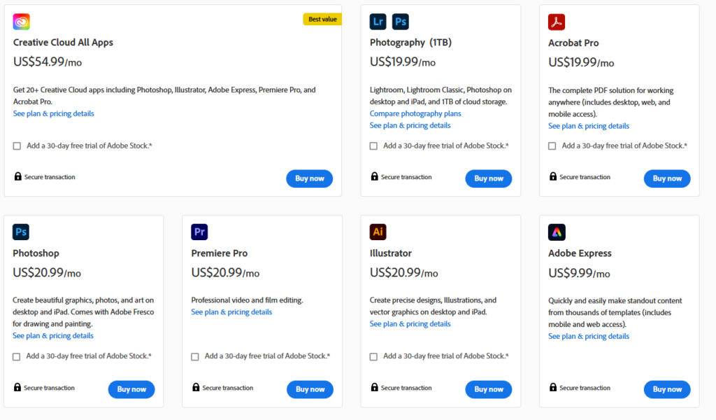 Quel est le meilleur niveau de tarification d’Adobe Creative Cloud pour vous ?