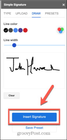 google docs insérer la signature