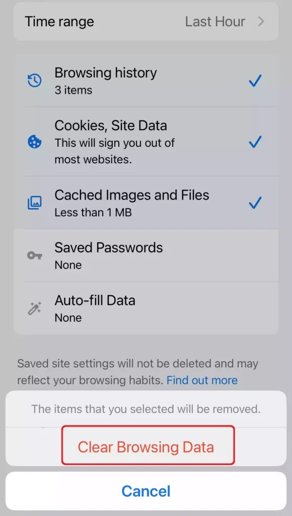Pour effacer le cache, les cookies et l'historique de Chrome, appuyez sur Effacer les données de navigation