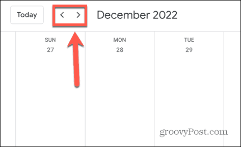 flèches du calendrier google