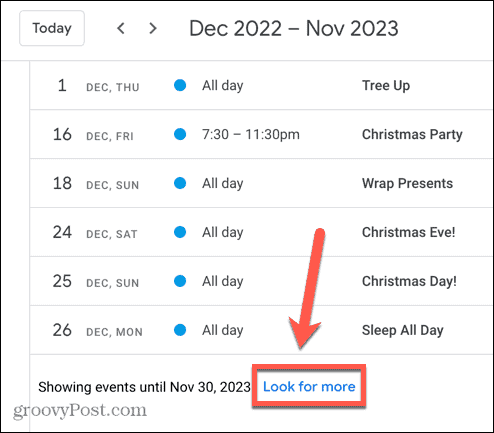 google agenda chercher plus