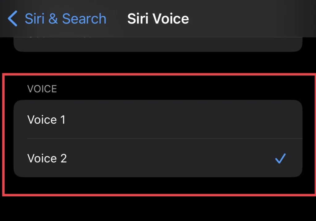 Enfin, sélectionnez la voix que vous souhaitez modifier la voix de Siri.