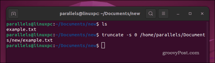 Vider un fichier Linux à l'aide de la commande truncate