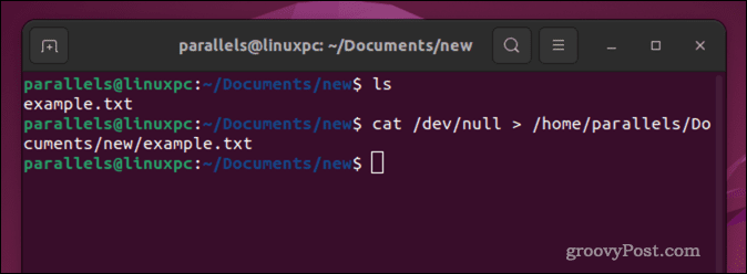 Vider un fichier sous Linux à l'aide de la commande cat