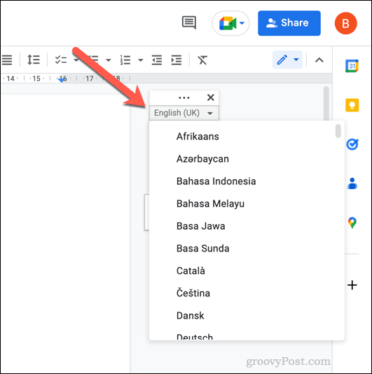 Modifier la langue de saisie vocale dans Google Docs