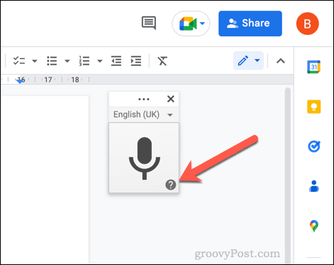Bouton d'aide à la saisie vocale dans Google Docs