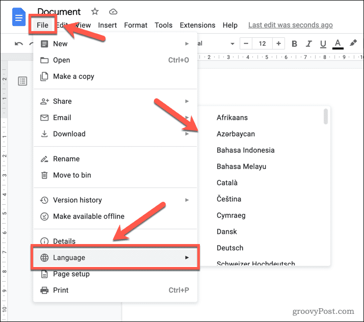 Modifier les options de langue dans Google Docs