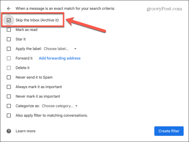 gmail ignorer la boîte de réception