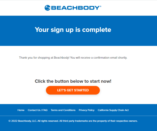 ap Bouton Commençons pour commencer votre essai gratuit de Beachbody on Demand.