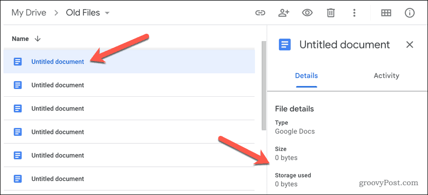 Afficher la taille du fichier dans Google Docs