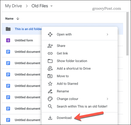 Télécharger un dossier dans Google Drive