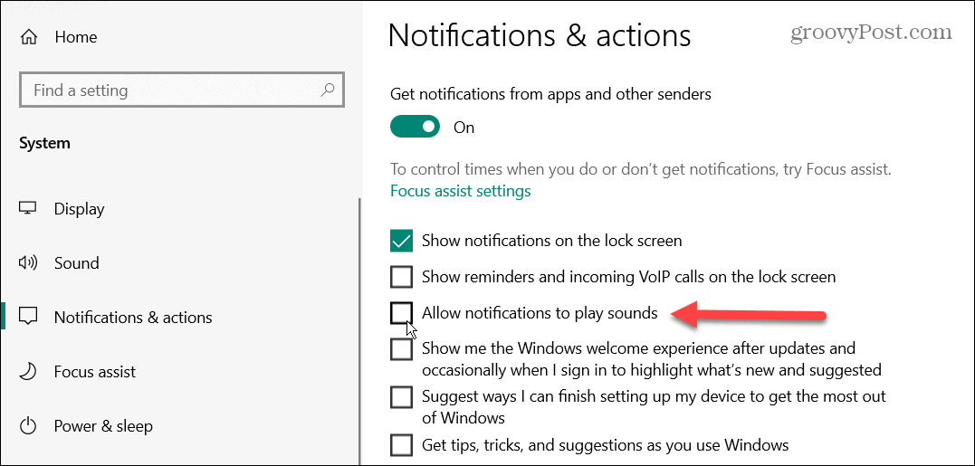 Désactiver les sons de notification d'application sous Windows
