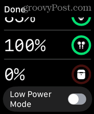 niveaux de batterie de la montre apple