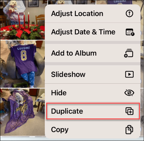 Dupliquer des photos ou des vidéos sur iPhone
