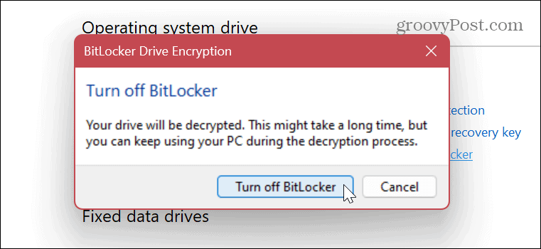 Désactiver ou suspendre BitLocker 