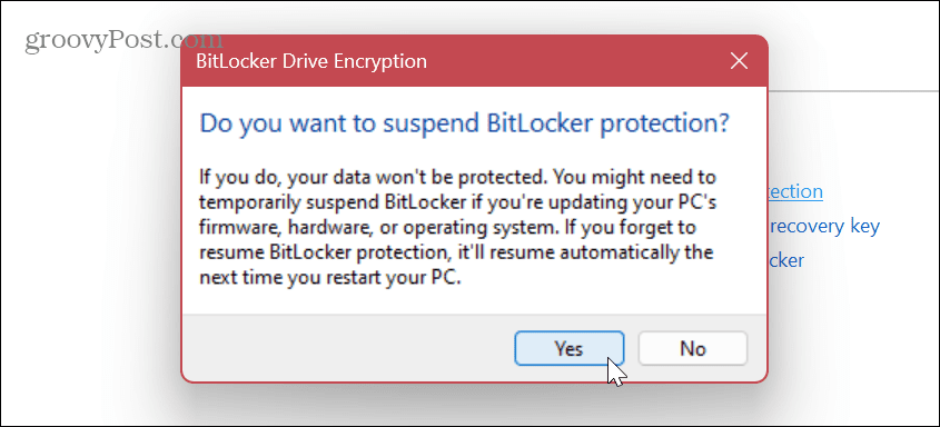 Désactiver ou suspendre BitLocker 