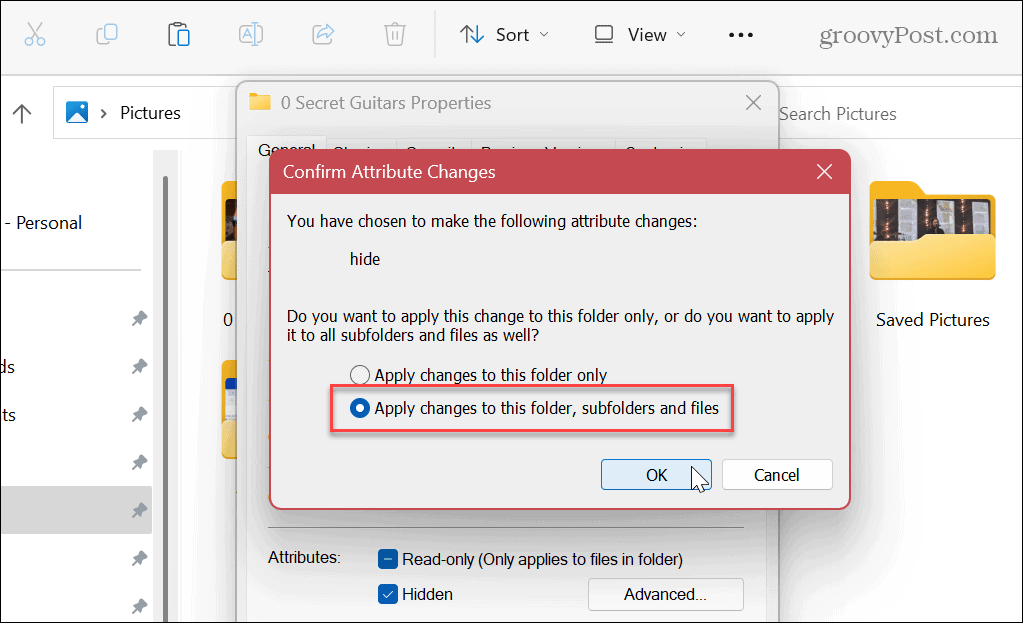 Masquer les fichiers et dossiers sur Windows 11