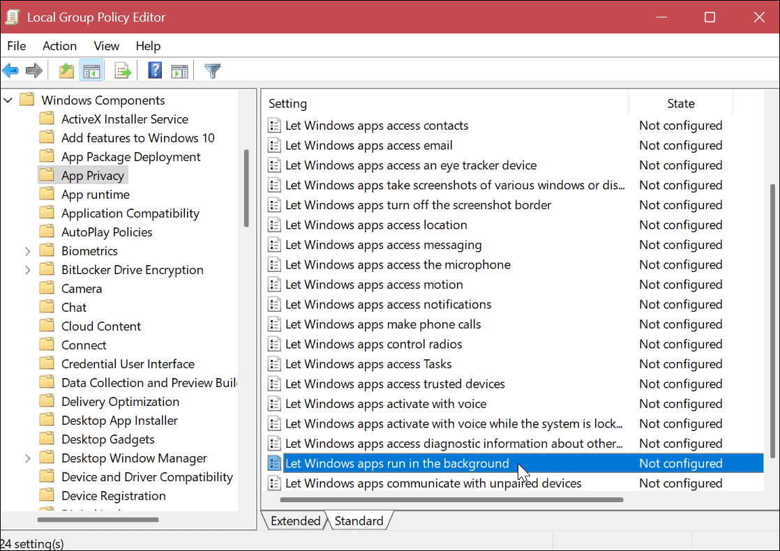 Désactiver les applications d'arrière-plan sur Windows 11