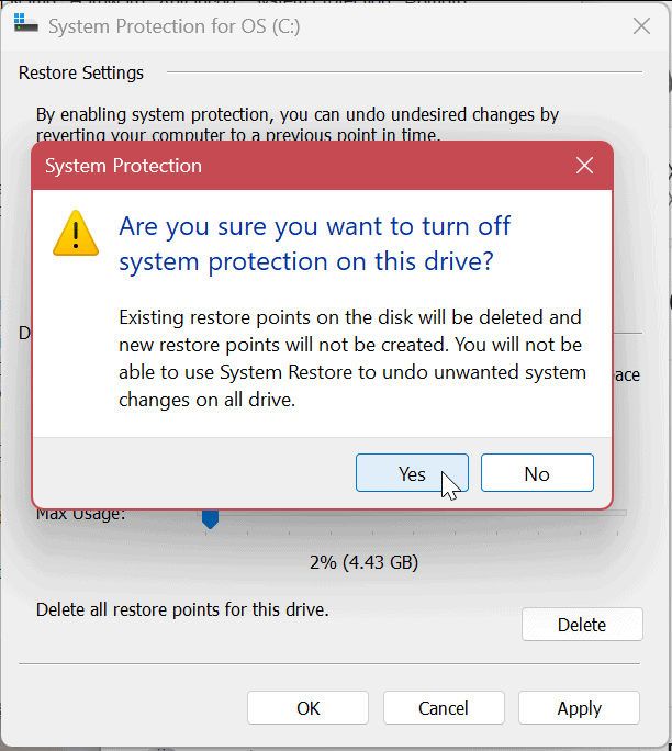Protection du système pour les lecteurs sous Windows 11