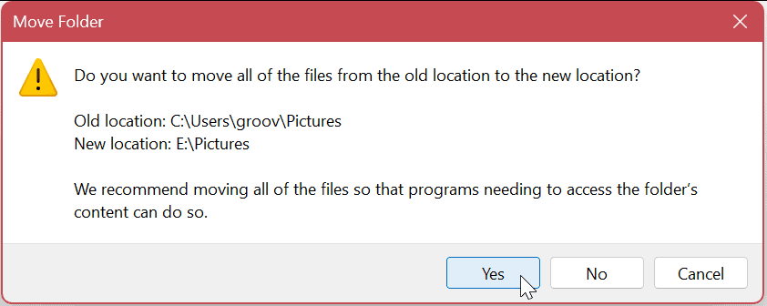 Déplacer les dossiers utilisateur par défaut sur Windows 11