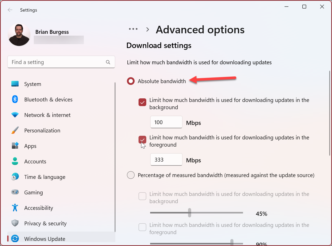 Limiter la bande passante pour Windows 11